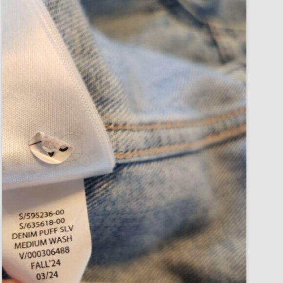 Gap Denim Puff Sleeve Icon Button Jean JACKET Medium Blue Wash - Picture 10 of 10